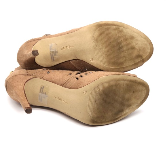 X•Appeal Camel Colored Suede Cage Heels size 10 - Picture 13 of 14